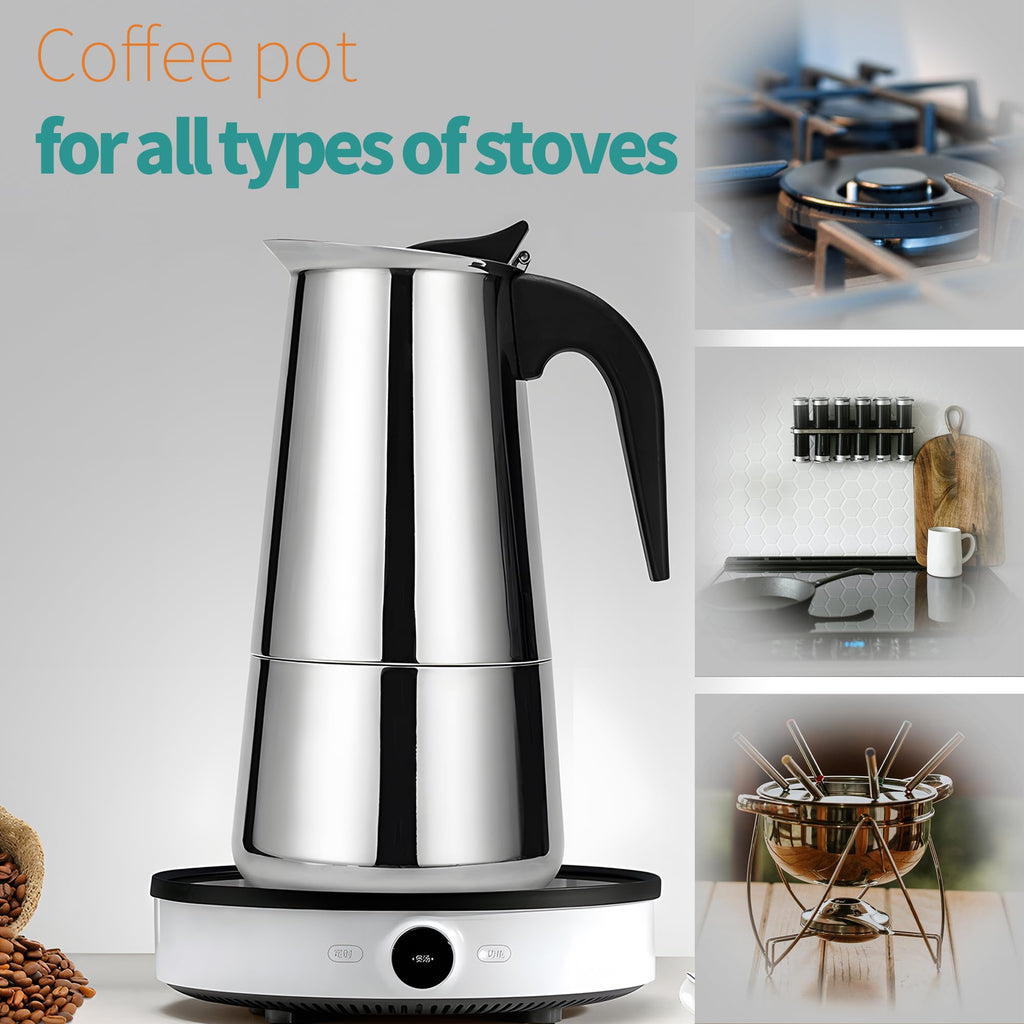 Stainless Steel Stovetop Espresso Maker 300ml 6 cup Q9518