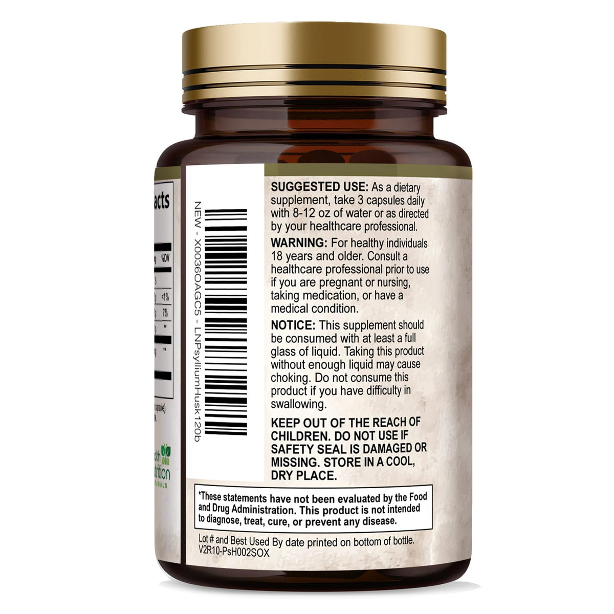 Psyllium Husk Capsules 2000 mg 120 Capsules R5368