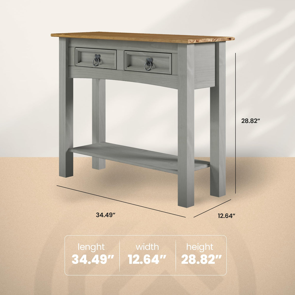 Solid Wood Console Table with 2 Drawers T211559
