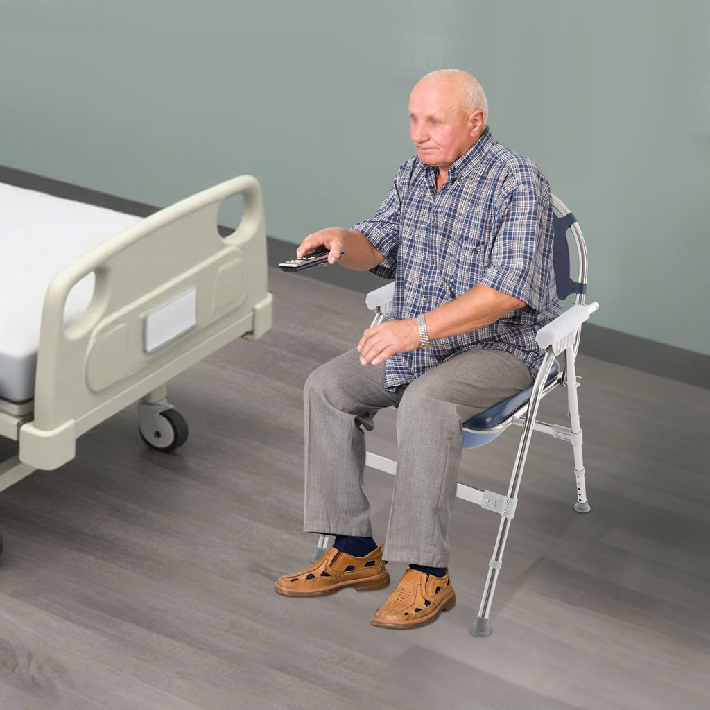 3 in 1 Commode Chair with Arms, Adjustable Height, Padded Seat, Toilet Bucket X611439