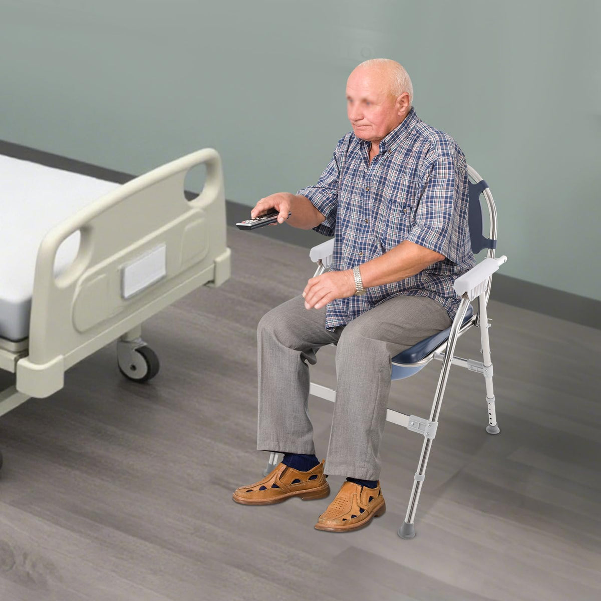 3 in 1 Commode Chair with Arms, Adjustable Height, Padded Seat, Toilet Bucket X611439