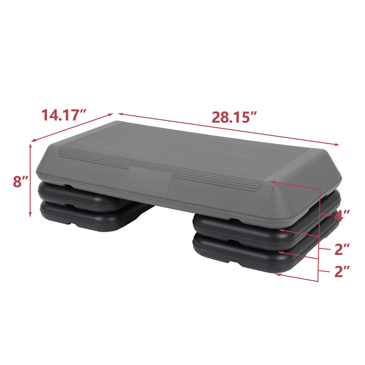 28.5'' Adjustable Exercise Step Platform with 4 Stackable Risers Y2489