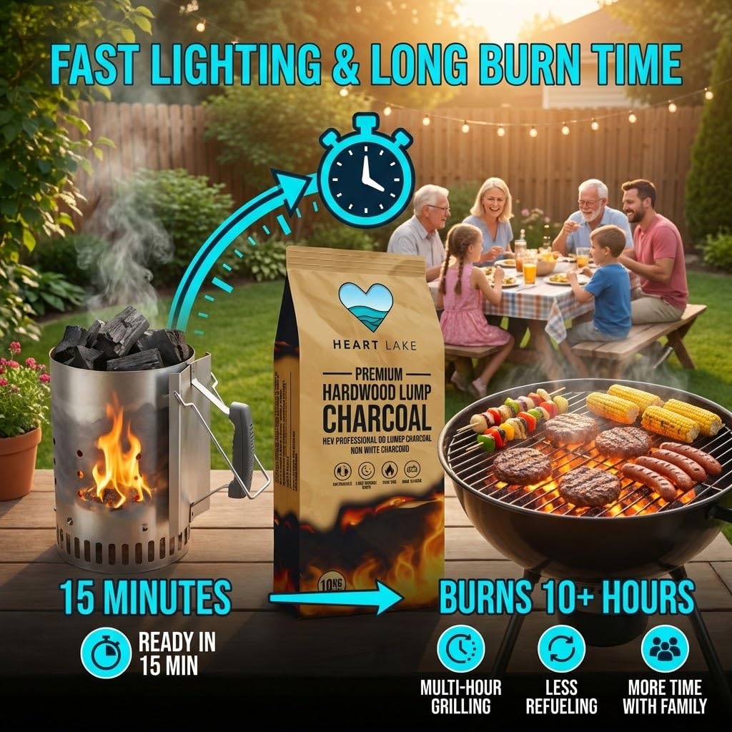 Hardwood Lump Charcoal 18 lb All Natural BBQ Grill Smoker Wood Charcoal V7588