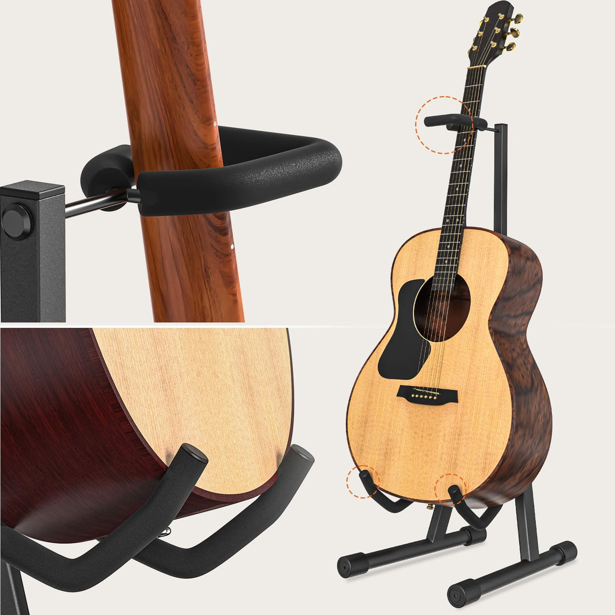 Adjustable Folding Guitar Stand with Neck Holder F74394