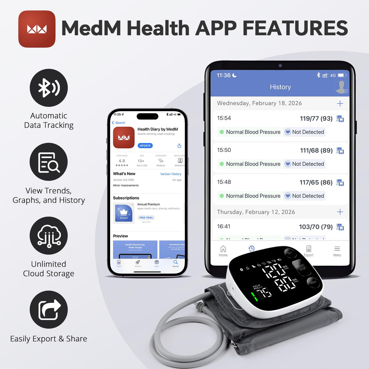 Blood Pressure Monitor Bluetooth Upper Arm G319