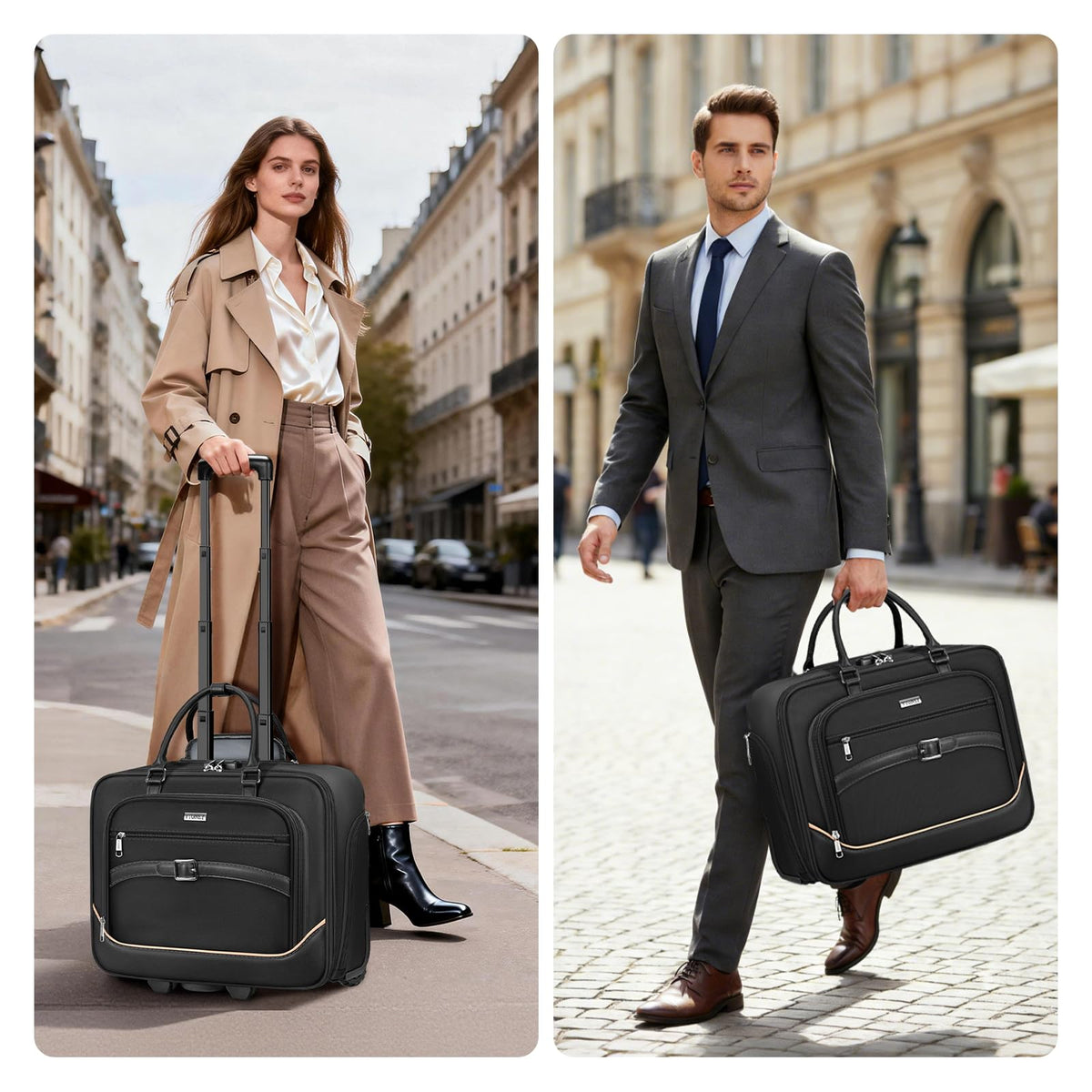 Black 17.3 In Rolling Laptop Bag with Wheels O89995