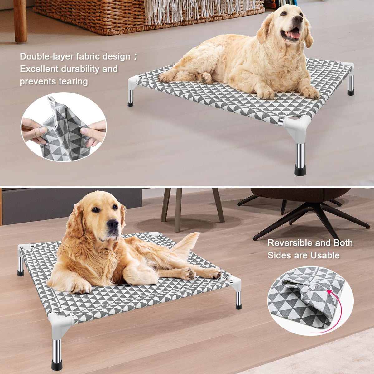 Medium Cotton Elevated Outdoor Dog Bed O39191