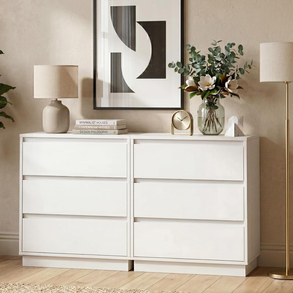 White 3 Drawer Nightstand A90163