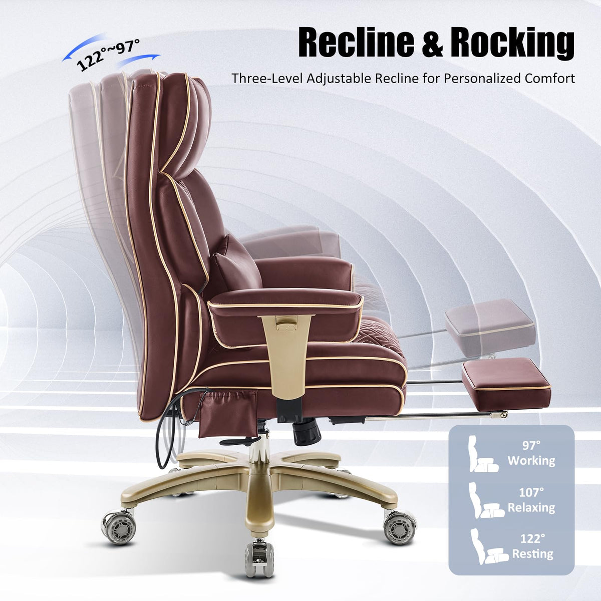 Brown Ergonomic PU Leather Executive Office Chair with Footrest G269