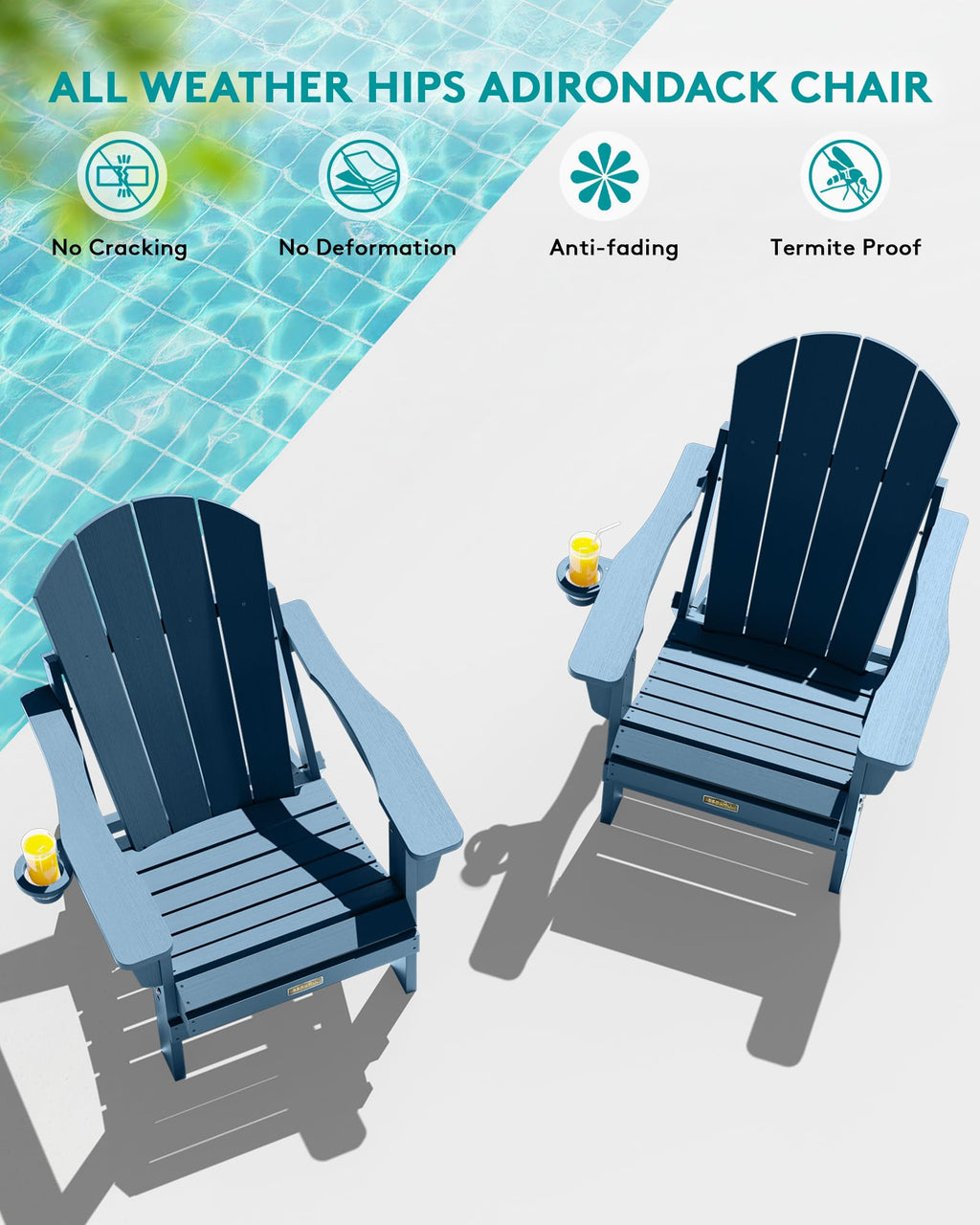 Folding Adirondack Chair Set of 2 with Cup Holder L329