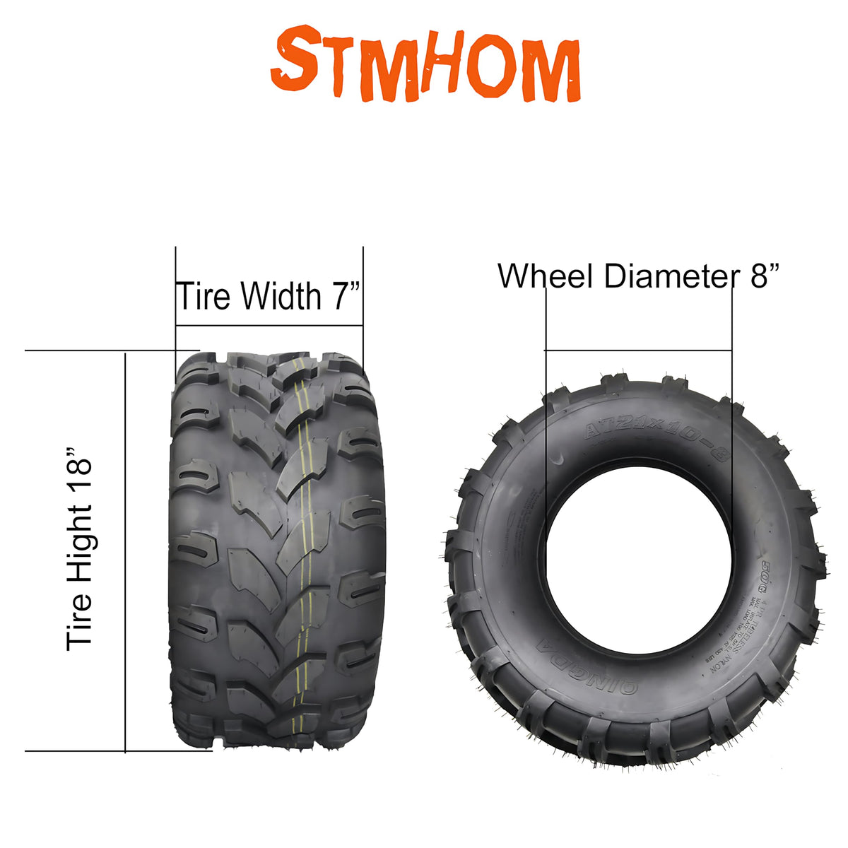 Set of 2 18X7X8 Tubeless ATV/UTV Tires 4 PR R602956