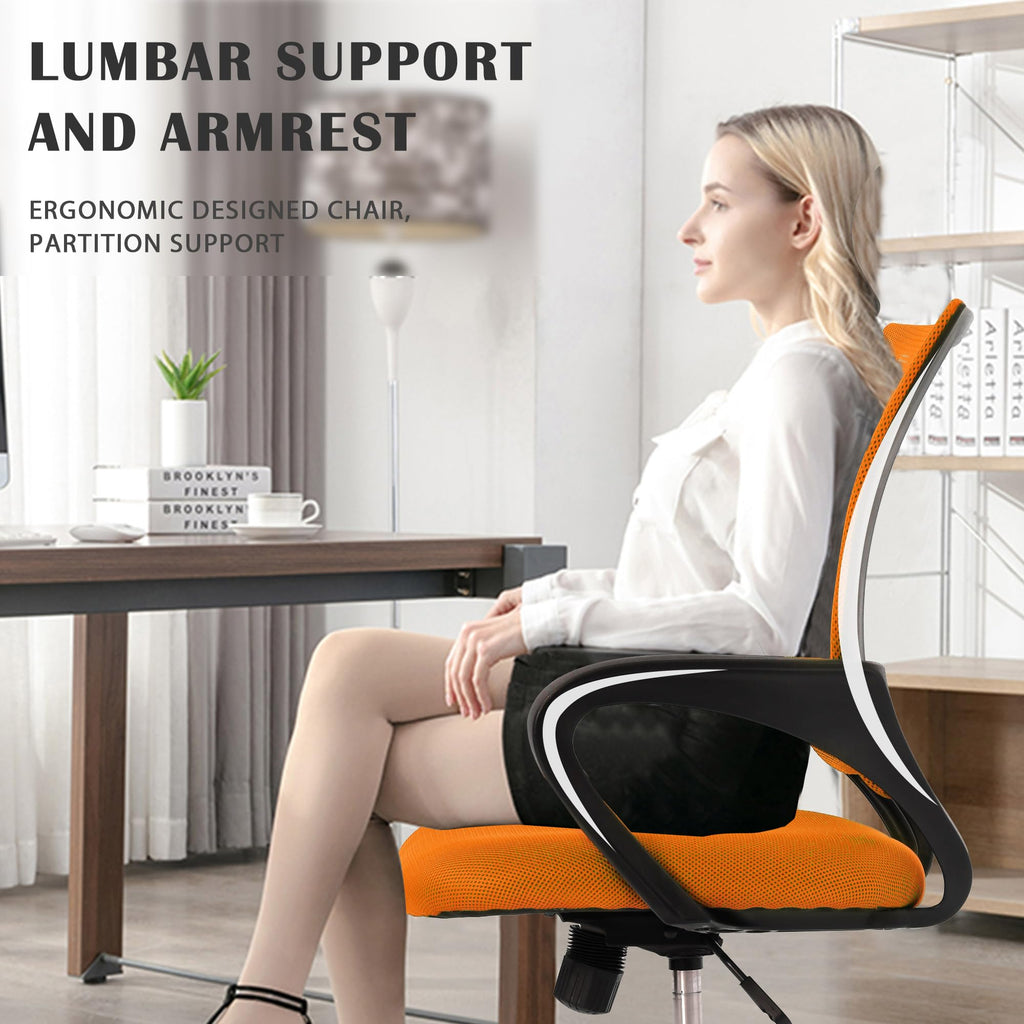 Orange Adjustable Mesh Office Chair with Lumbar Support P6469