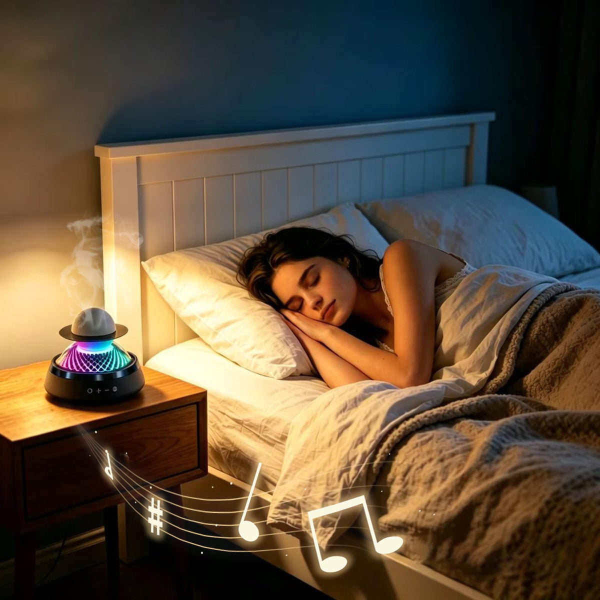 Black Portable Bluetooth Speaker with LED Night Light and Essential Oil Diffuser V320676