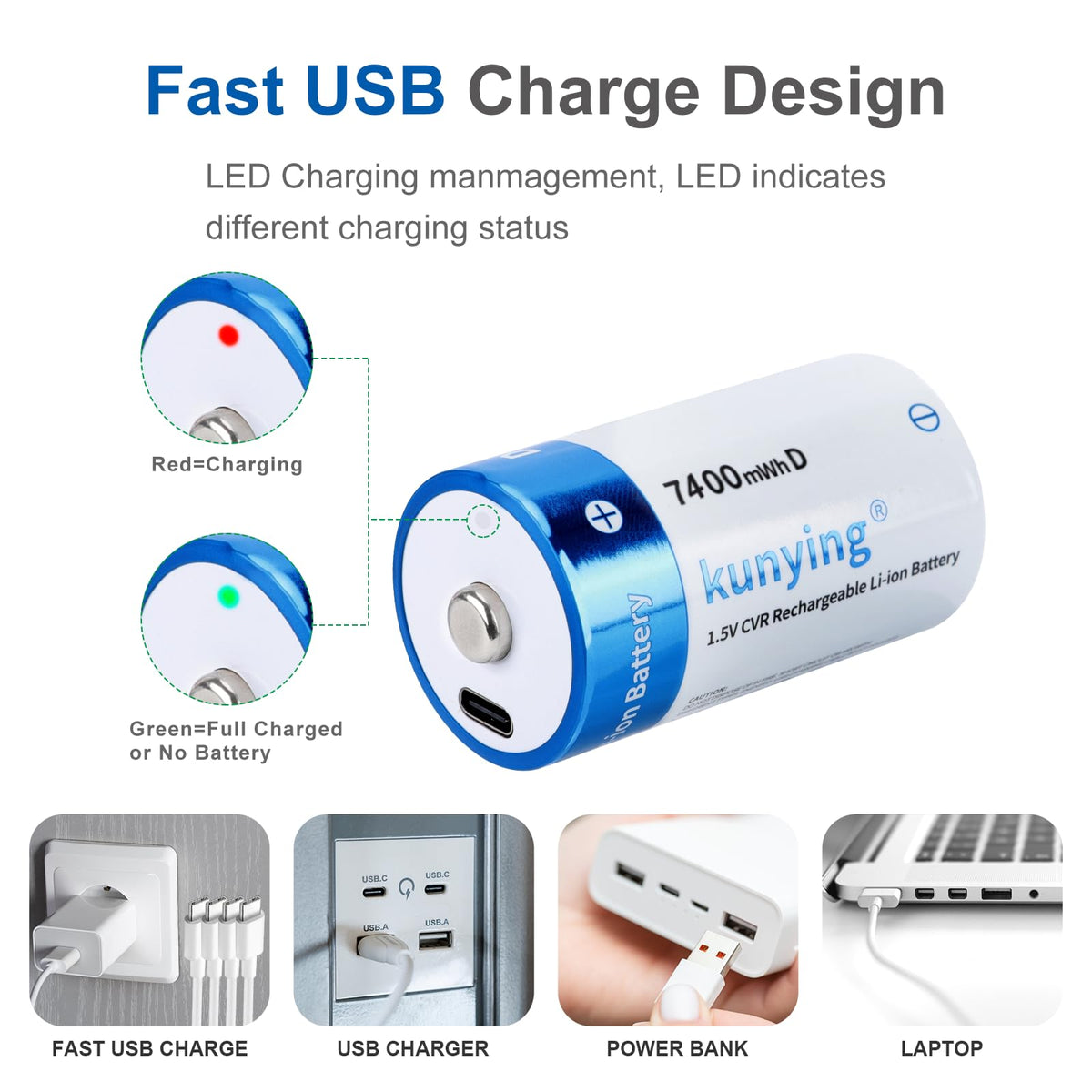Rechargeable D Batteries with Charging N4770