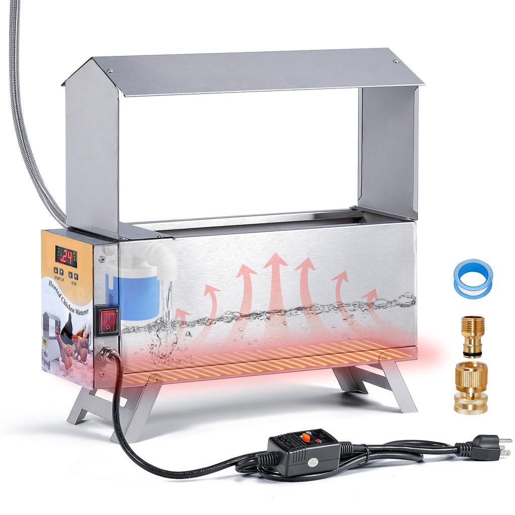 Heated 2 Gallon Stainless Steel Chicken Waterer X61165