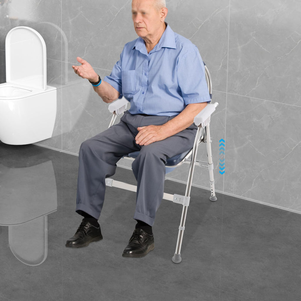 3 in 1 Commode Chair with Arms, Adjustable Height, Padded Seat, Toilet Bucket X611439