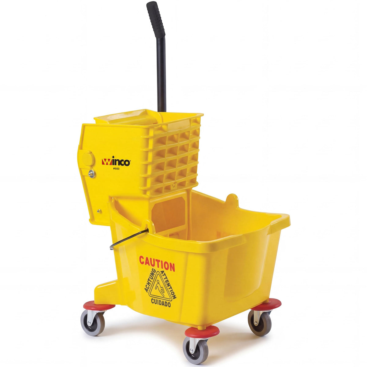 26 qt Yellow Plastic Mop Bucket on Wheels L2857