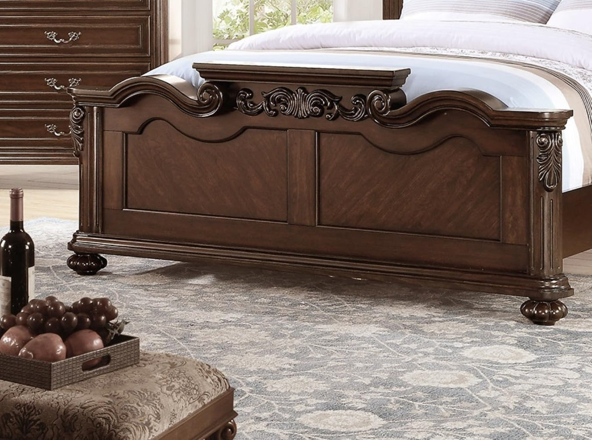 King Size Faux Leather Tufted Headboard Bed D34606