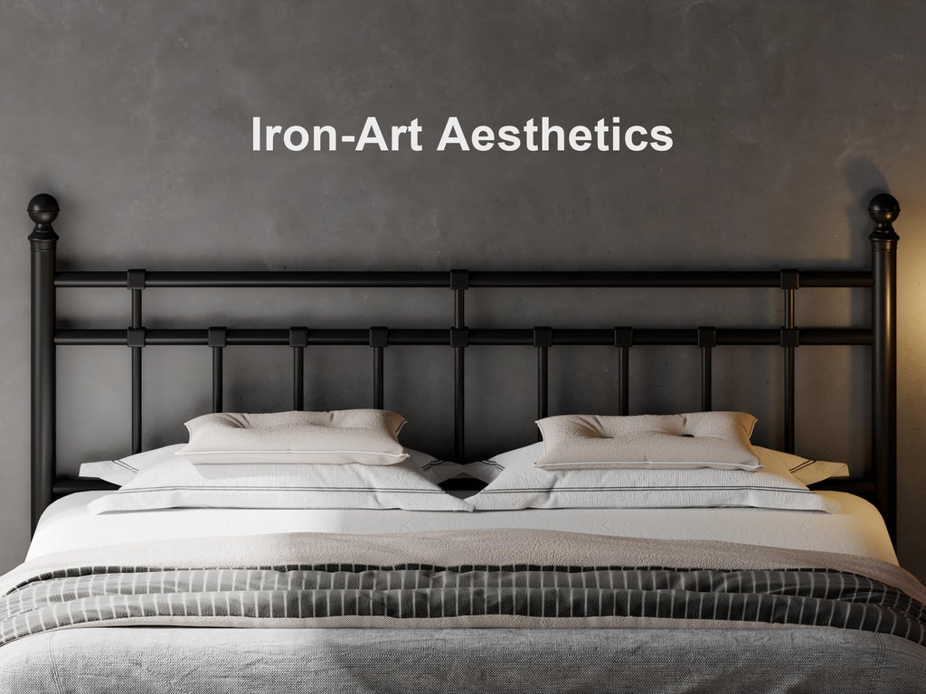 King Size Black Metal Platform Bed Frame with Headboard and Footboard C959230