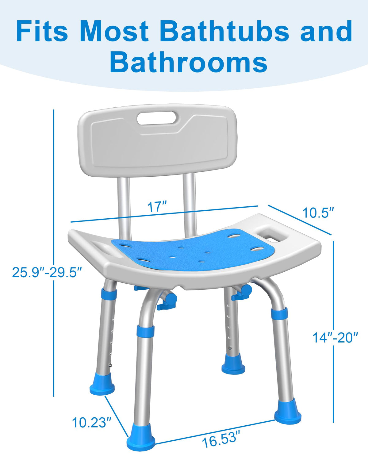 Heavy Duty Height Adjustable Shower Chair with Arms and Back P339827