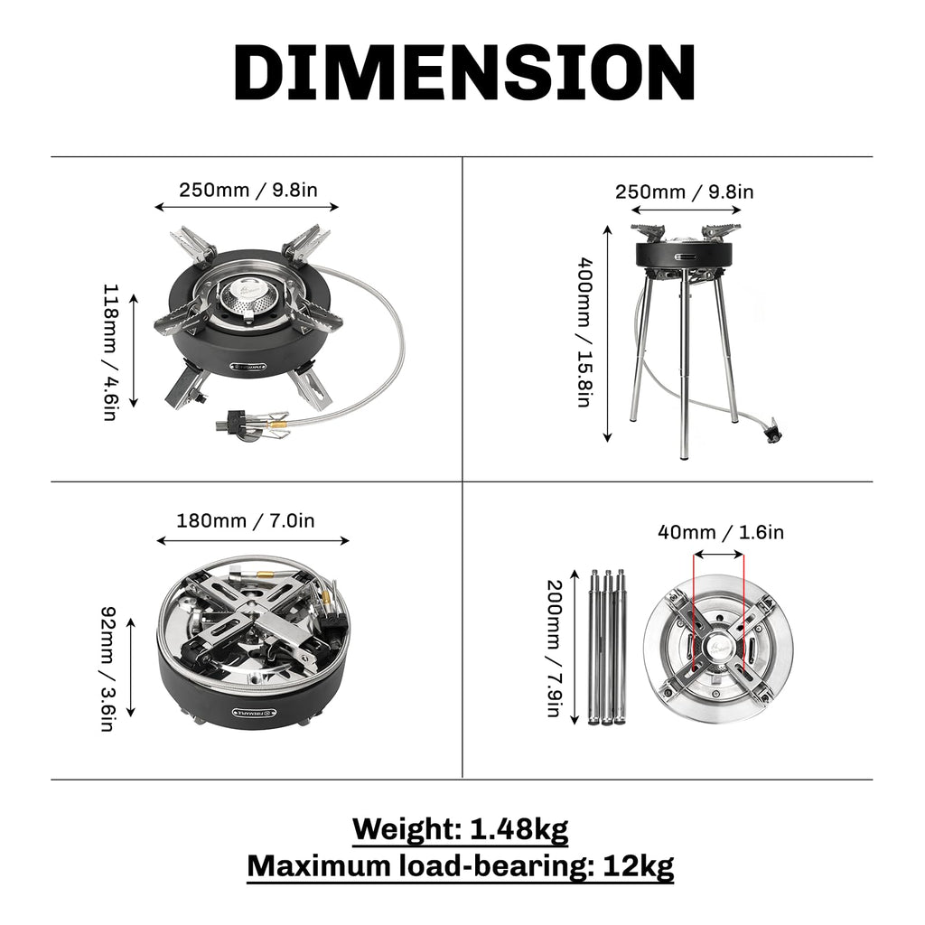Camping Stove 4400W Gas Stove with Dual Preheating Tube G325963