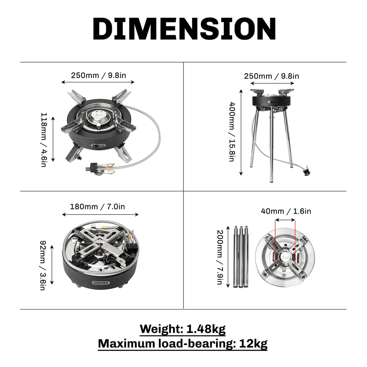 Camping Stove 4400W Gas Stove with Dual Preheating Tube G325963