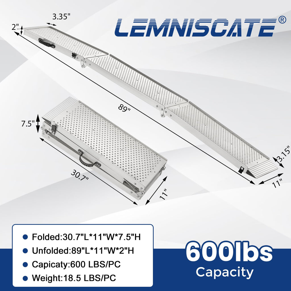 Aluminum Tri-Fold Motorcycle Ramp 600 lb Capacity R9813