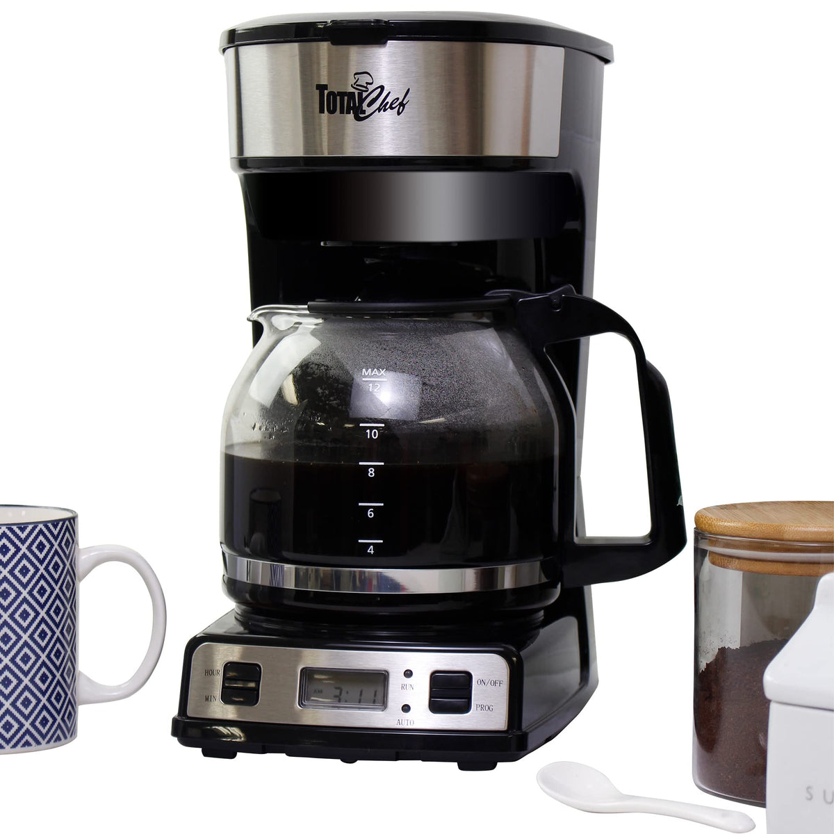 12-Cup Programmable Drip Coffee Maker with Glass Pot U588