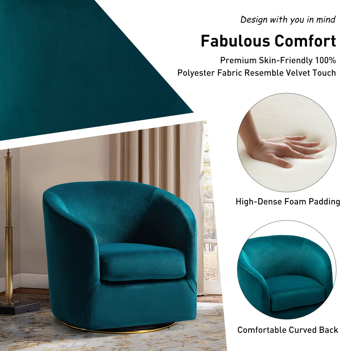 Set of 2 Velvet Swivel Barrel Chair G86221