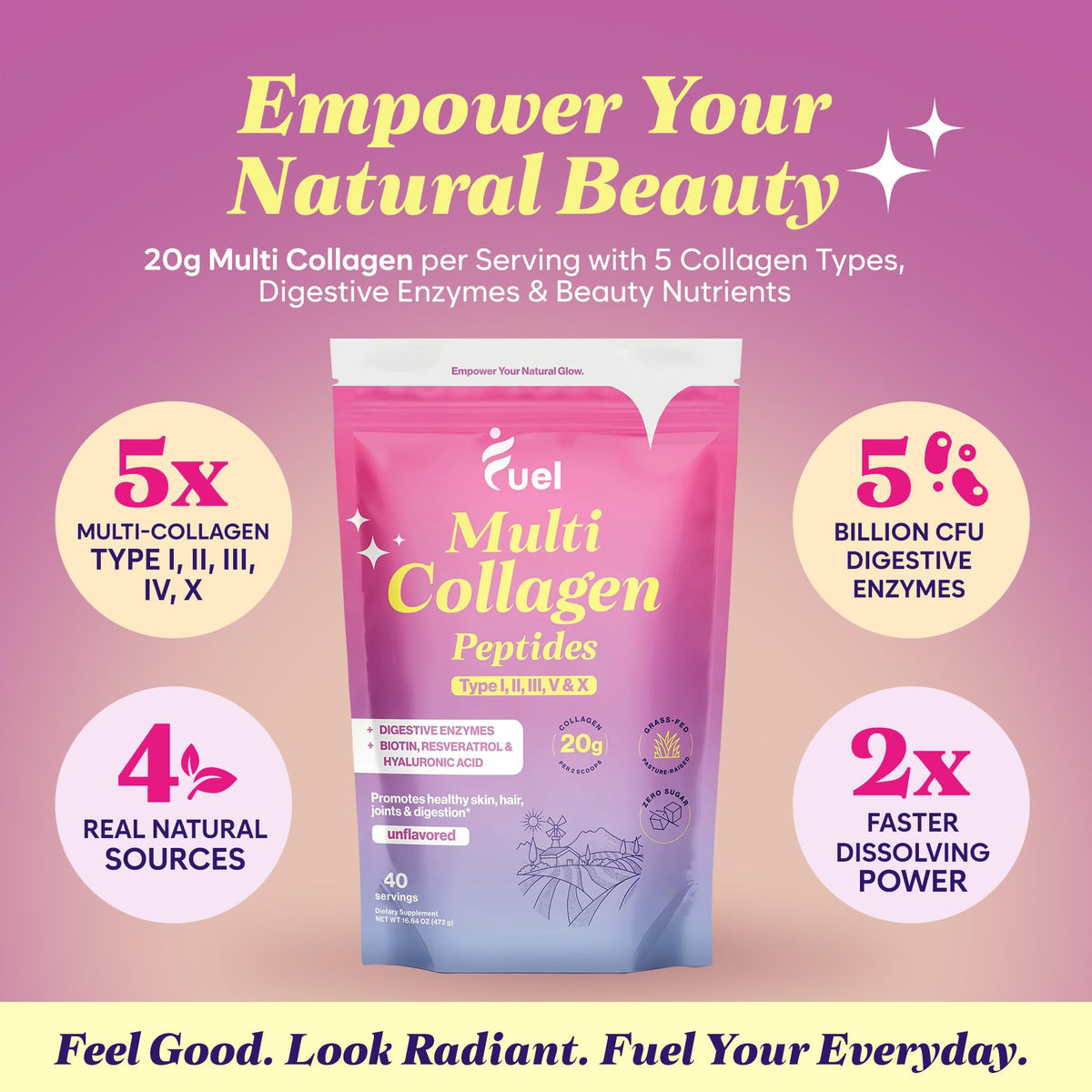 Unflavored Multi Collagen Peptides Powder 40 Servings L687