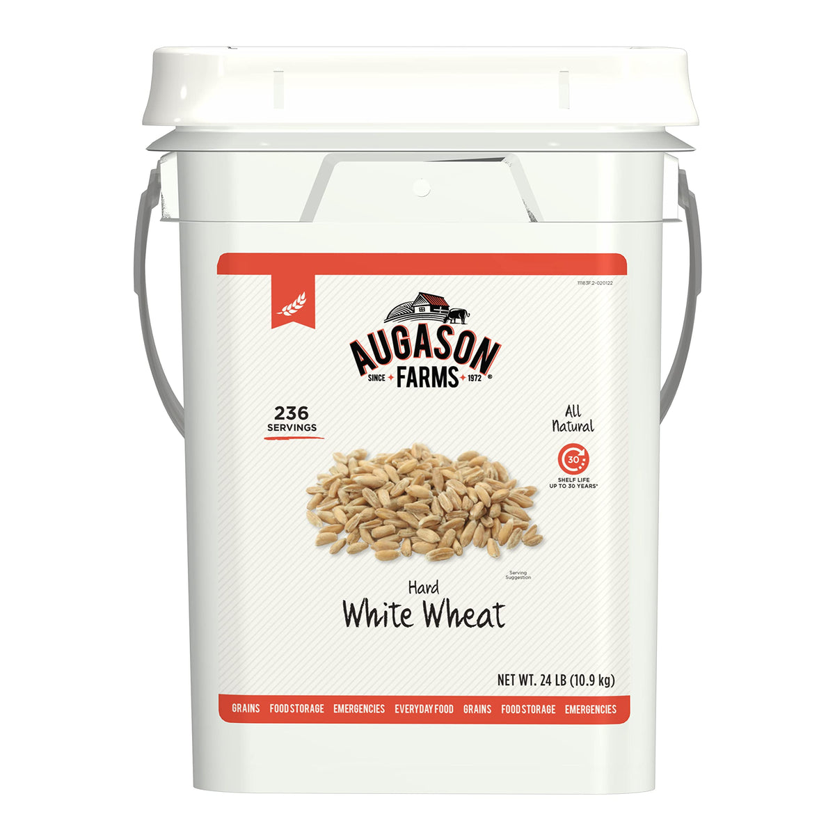 Hard White Wheat Emergency Food Storage 24 Pound Pail K2965