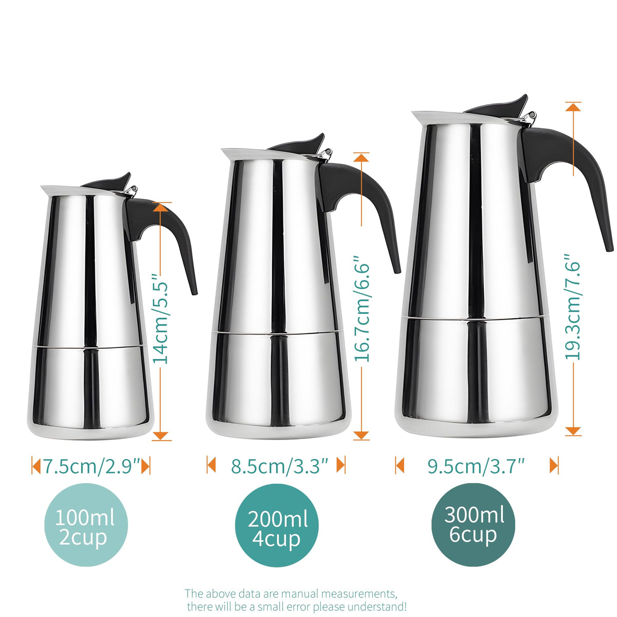 Stainless Steel Stovetop Espresso Maker 300ml 6 cup Q9518