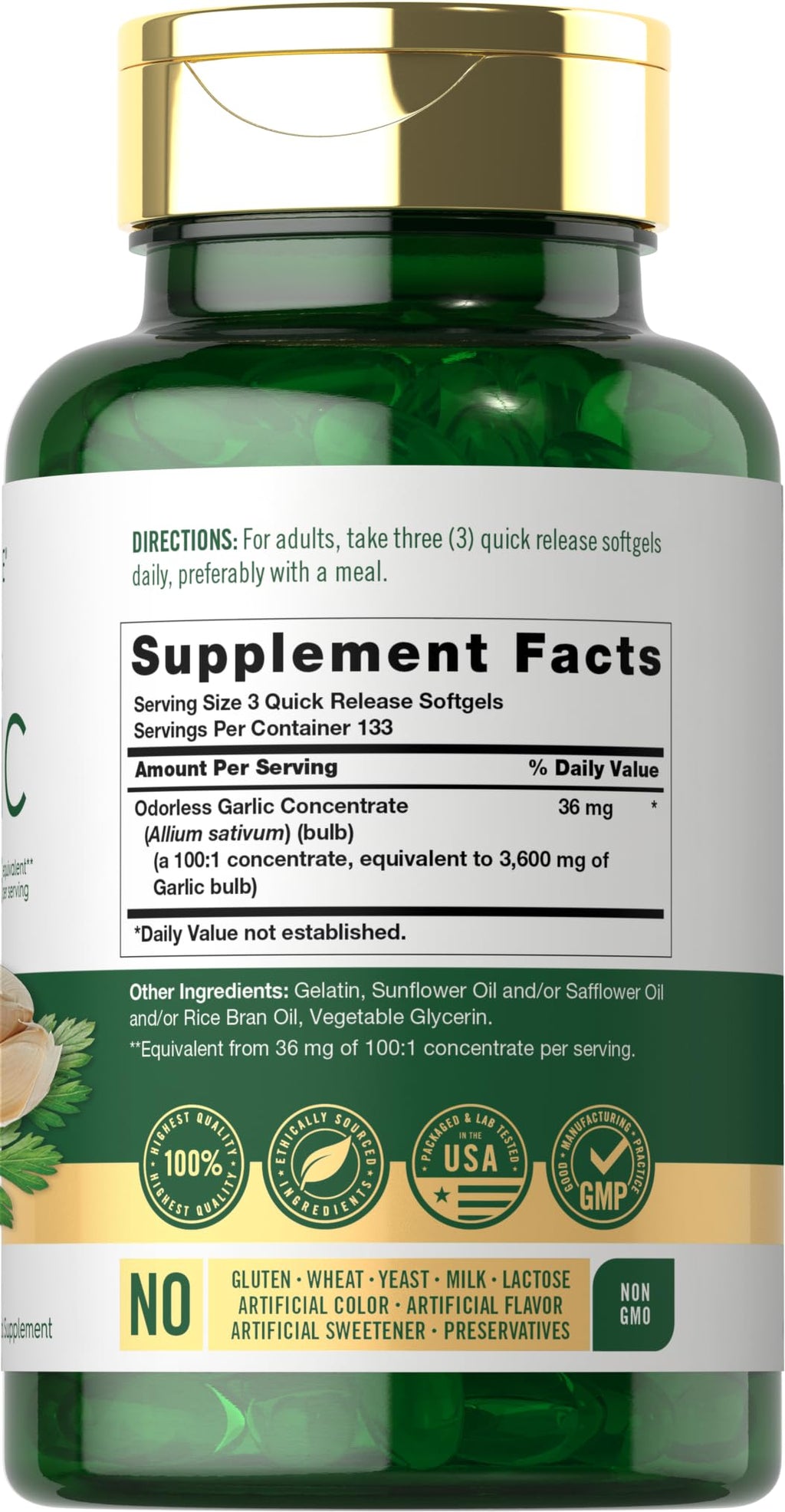 Odorless Garlic Supplement 400 Softgels Z17045