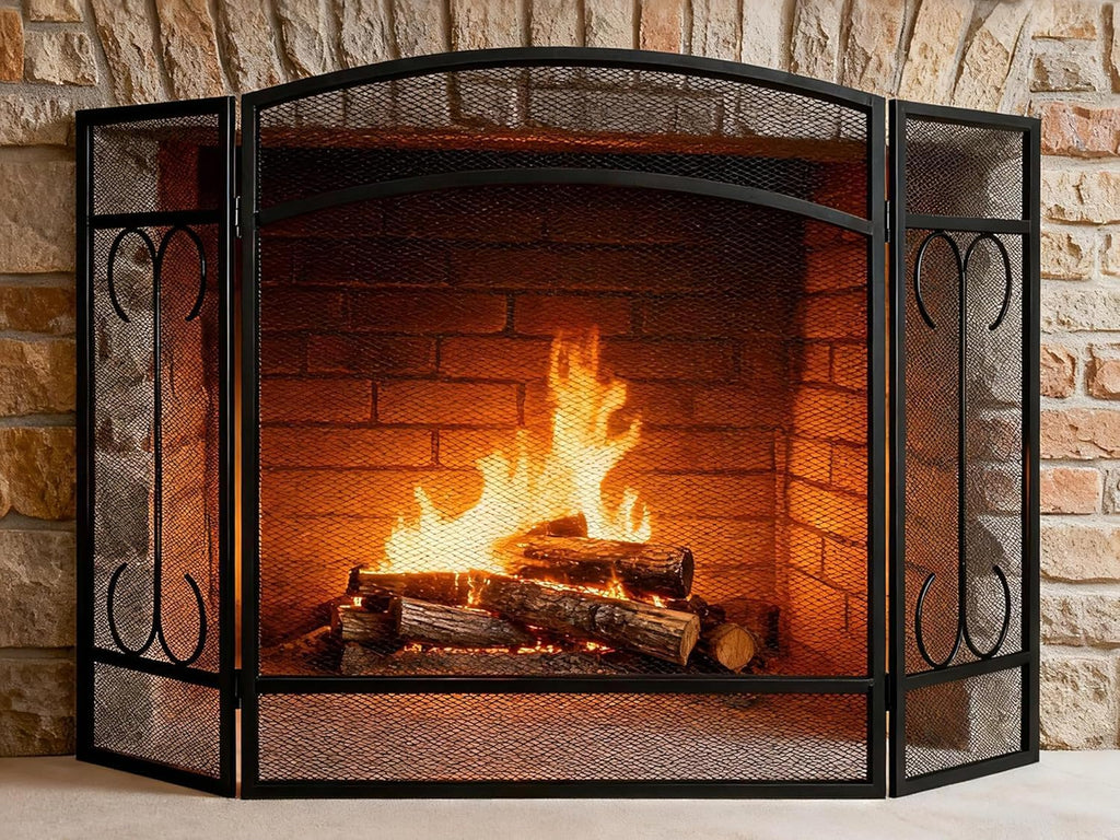 Heavy Duty 3 Panel Wrought Iron Fireplace Screen L46523