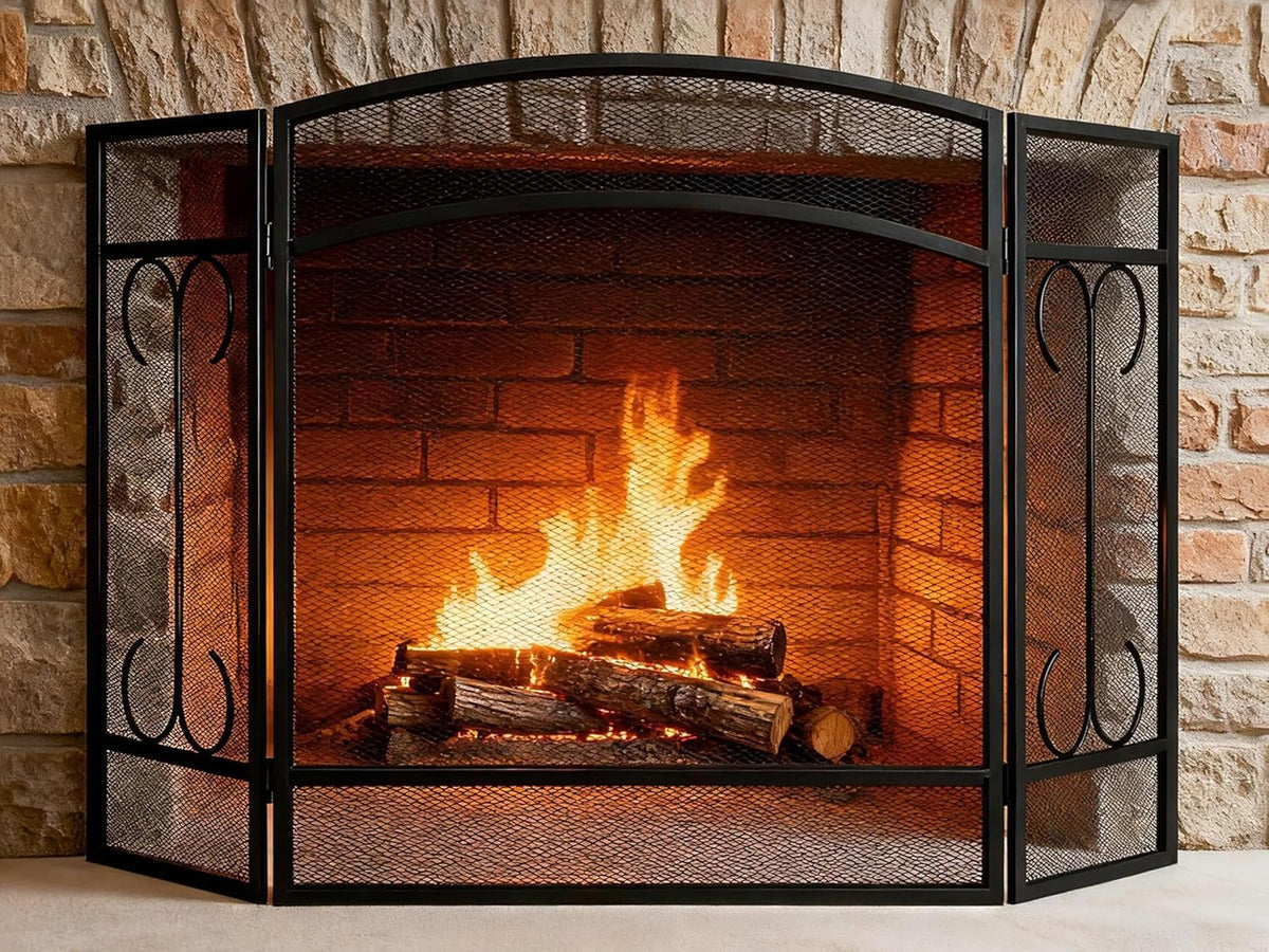Heavy Duty 3 Panel Wrought Iron Fireplace Screen L46523