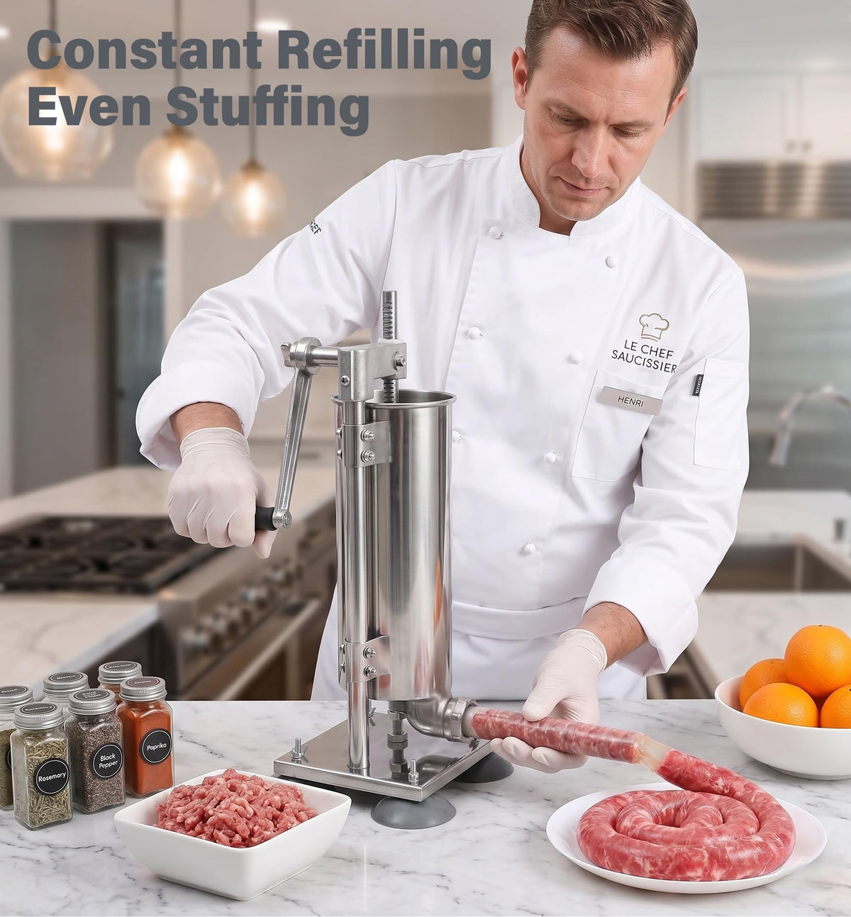 3L Manual Sausage Stuffer Machine 304 Stainless Steel H678527