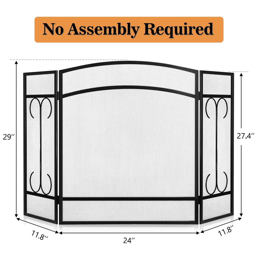 Heavy Duty 3 Panel Wrought Iron Fireplace Screen L46523