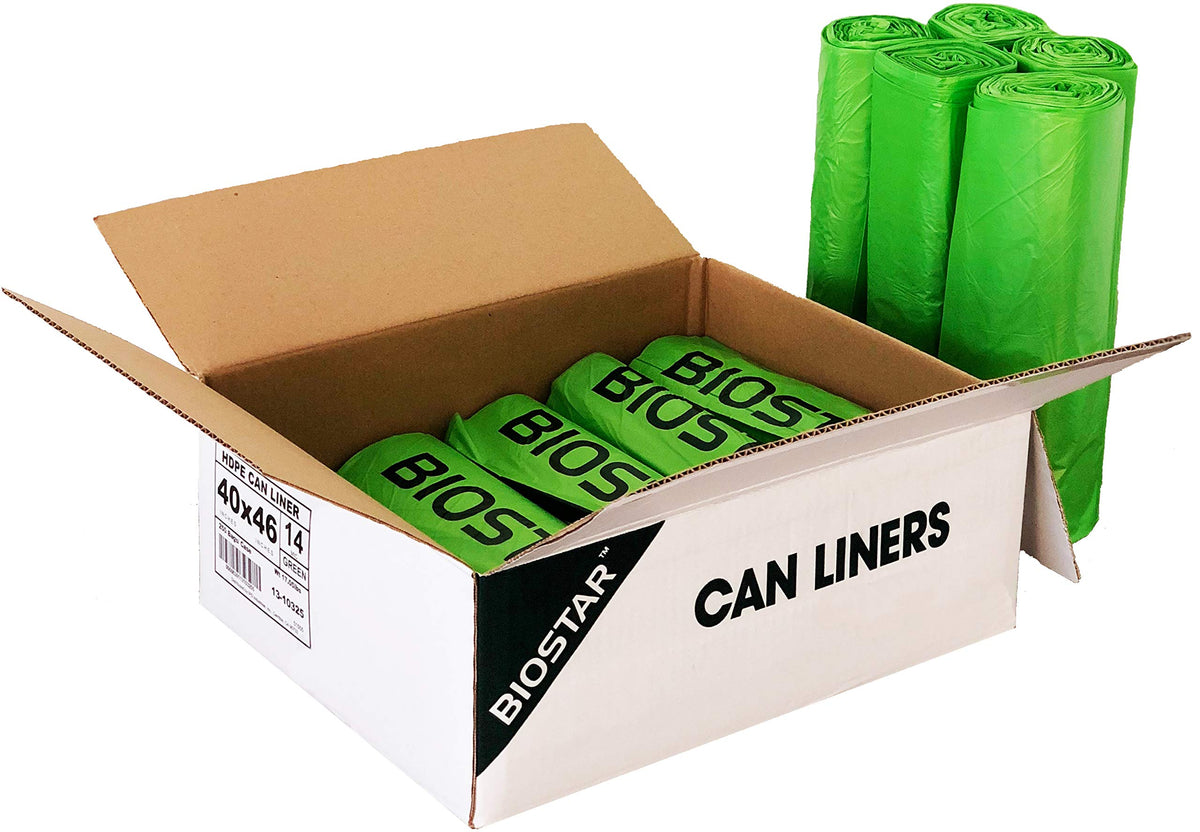 Biodegradable 40-45 Gallon Trash Bags 250 Count Green I852072