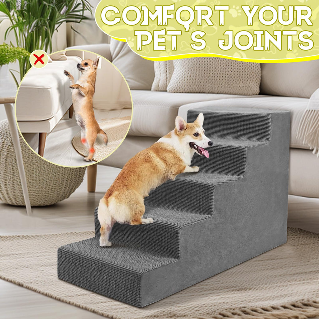 23”H Grey 5 Steps Non-Slip Foam Pet Stairs C643