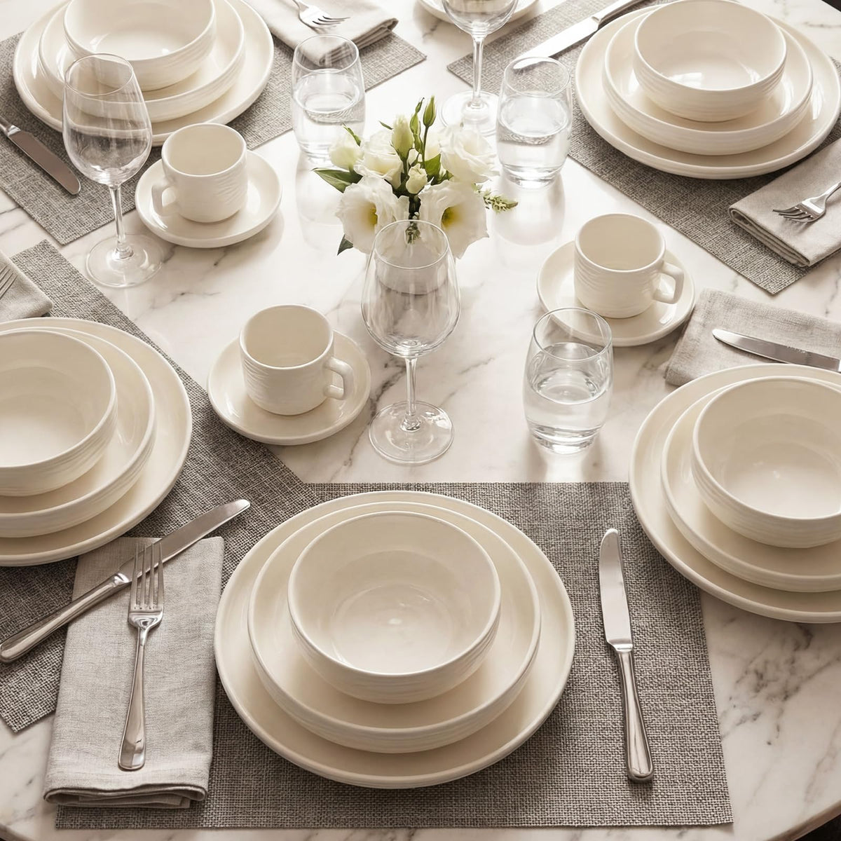 White Pasta Bowls Set of 4 B929