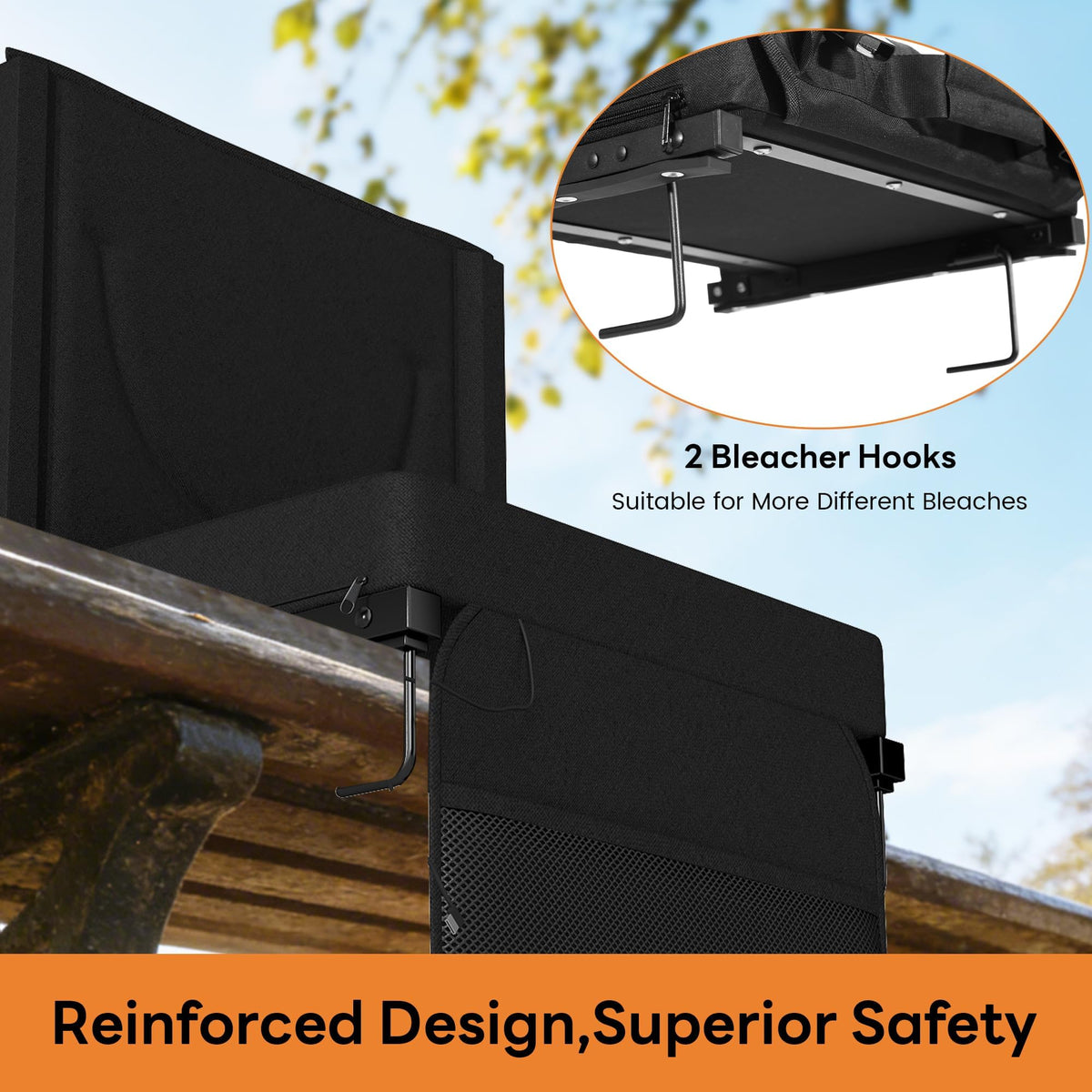 Black Heated Folding Stadium Seat S985