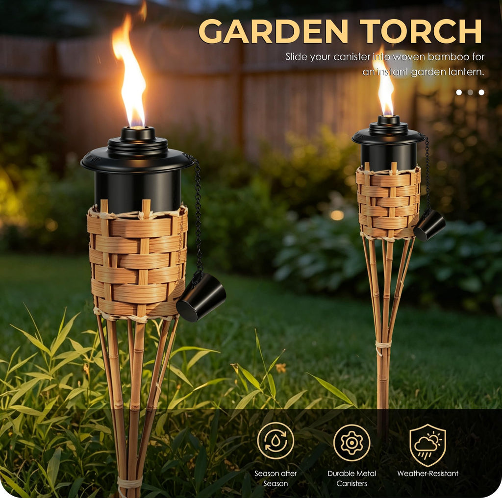 4 Pack 12oz Refillable Torch Canisters with Wicks F70107