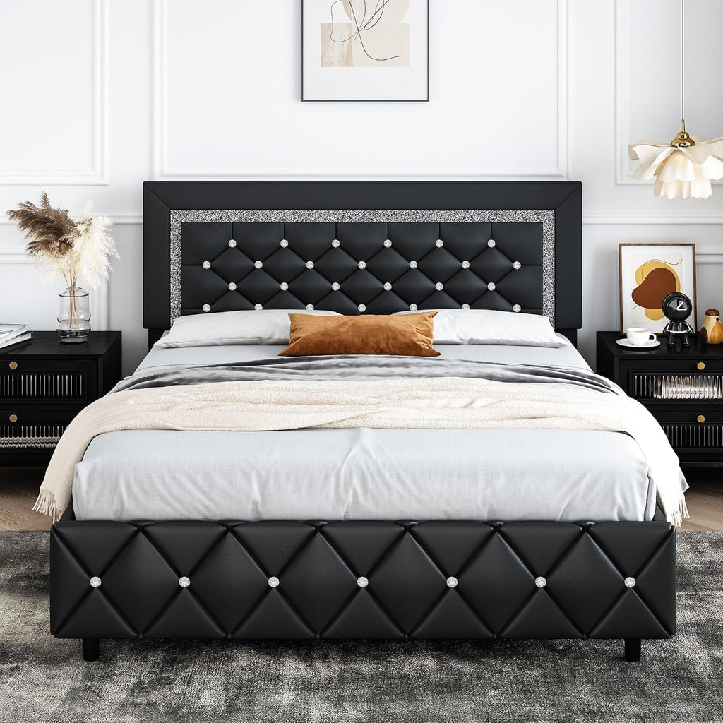 Full Size Upholstered Platform Bed with Headboard G486