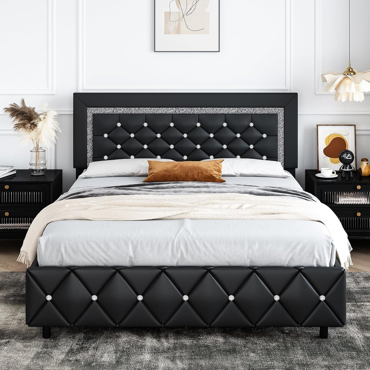 Full Size Upholstered Platform Bed with Headboard G486
