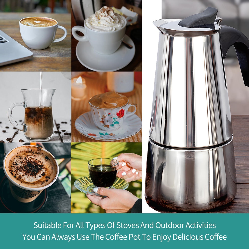 Stainless Steel Stovetop Espresso Maker 300ml 6 cup Q9518