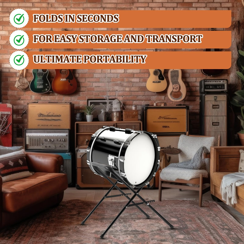 Heavy Duty Folding Bass Drum Stand Adjustable 21 Inches Steel O942750