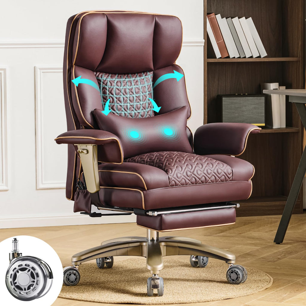 Brown Ergonomic PU Leather Executive Office Chair with Footrest G269