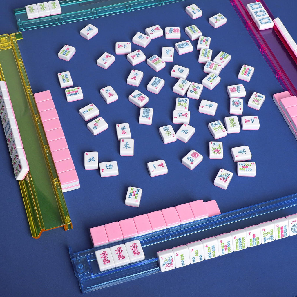 American Mahjong Tile Set, 166 Mahjong Game Set with Pink Color P251657