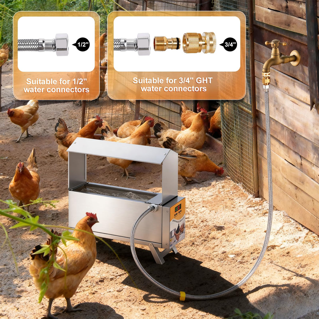 Heated 2 Gallon Stainless Steel Chicken Waterer X61165
