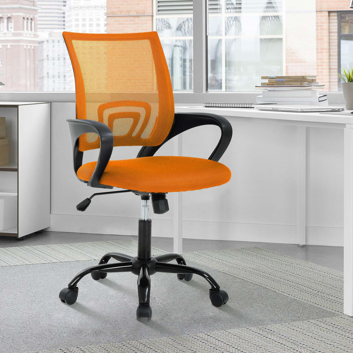 Orange Adjustable Mesh Office Chair with Lumbar Support P6469